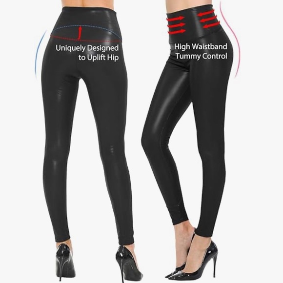 NWOT VIV Collection High waisted Fleece-Lined Faux Leather Leggings size XL - Picture 3 of 6